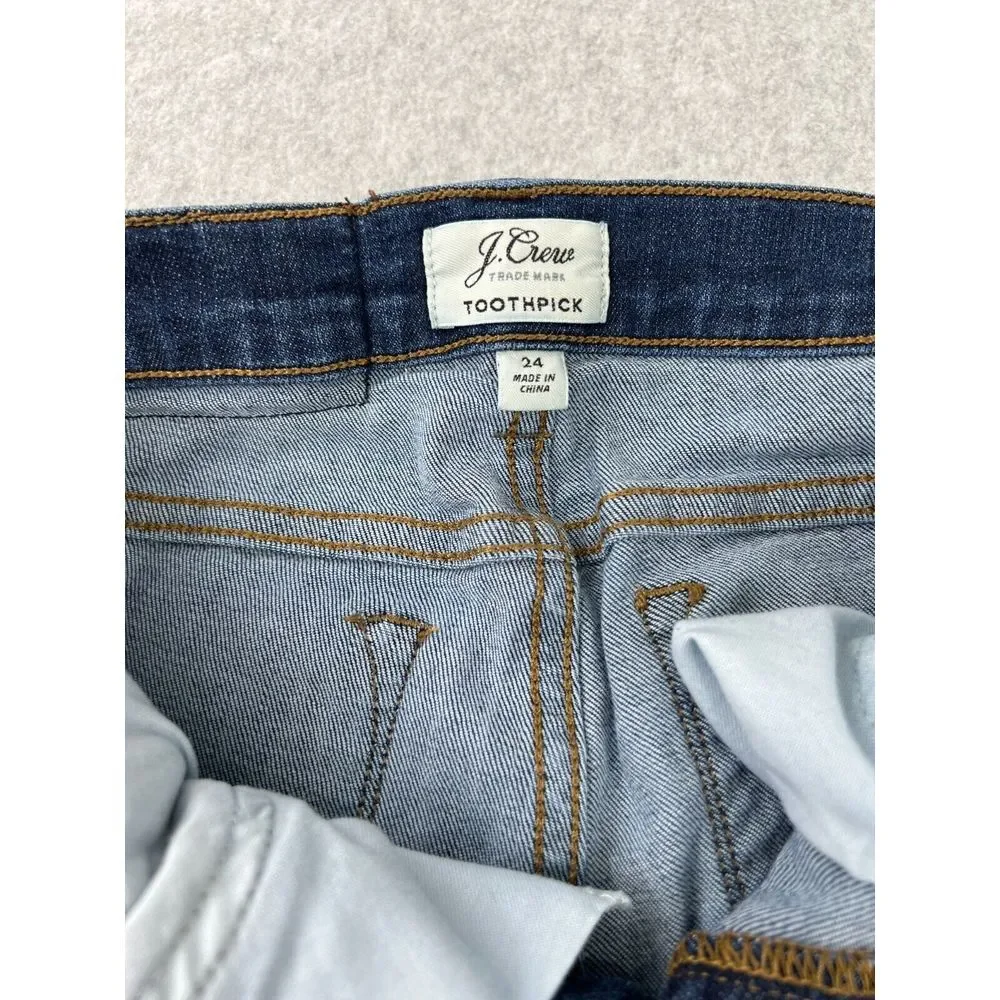 J. Crew Curvy Toothpick Jeans, Size 24, Dark Blue Wash, High-Rise Skinny‎ Fit